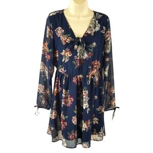 Maurices navy floral long sleeves dress